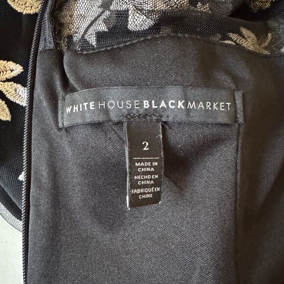 WHITE HOUSE BLACK MARKET Dress Women's Black Lace Sleeveless Size 2 - Picture 7 of 11